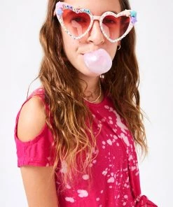 Terez X THEME Girls Hot Pink Cut Out Cold Shoulder Tee