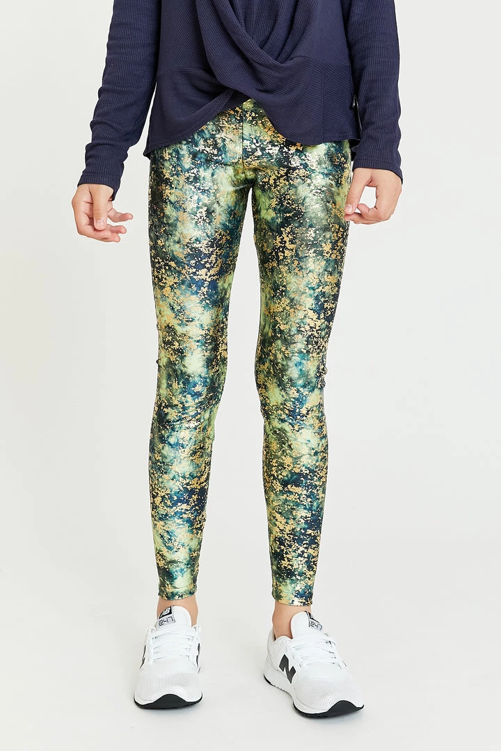 Terez Girls Canopy Gold Haze Foil Balayage Leggings 2 Terez Girls Canopy Gold Haze Foil Balayage Leggings