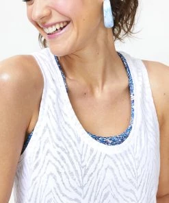 Terez White Burnout Zebra Tank