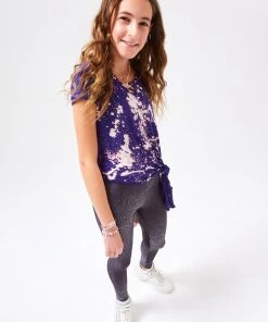 Terez X THEME Girls Eggplant Tie Front Tee