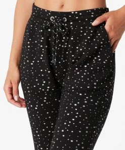 Terez Bottoms Black Silver Mini Star Foil CozyCozy Joggers