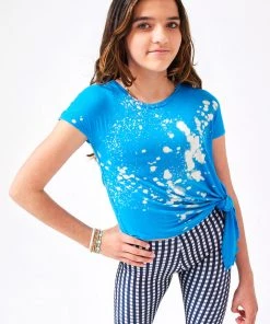 Terez X THEME Girls Turquoise Tie Front Tee
