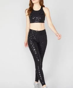 Terez Best Sellers Black Cheetah Foil UpLift Leggings