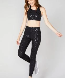 Terez Black Cheetah Foil UpLift Sports Bra