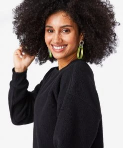 Terez Bras & Tops New Yorker Black BundleUp Fleece Pullover