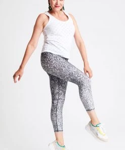 Terez Black And White Glitter Hi-Shine Capris