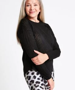 Terez Black Burnout Zebra Long Sleeve Tee