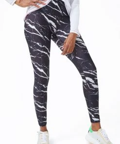 Terez Onyx Black Marble Hi-Shine Leggings