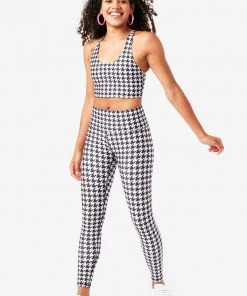 Terez Houndstooth Hi-Shine Sports Bra