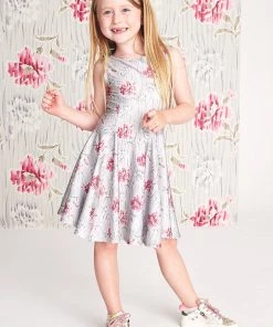 Terez X Black Iris Girls Tossed Carnation Skater Dress