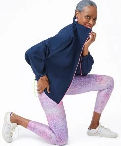 Terez Bras & Tops Navy Neon Streak RipStop Windbreaker