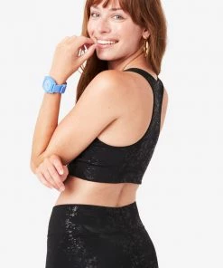 Terez Black Tonal Foil Haze UpLift Sports Bra Bras & Tops