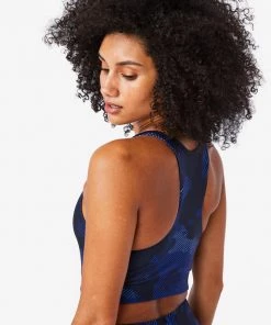 Terez Bras & Tops Navy Camo Stripe Hi-Shine Sports Bra