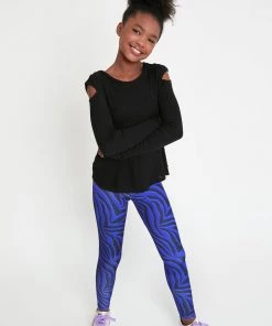 Terez Girls Waffle Cold Shoulder Long Sleeve In Black