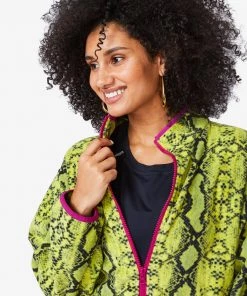 Terez Lime Python BundleUp Fleece Jacket Bras & Tops
