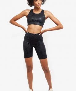 Terez Obsidian Snakeskin Foil UpLift Bike Shorts