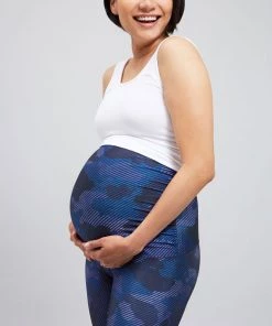 Terez Navy Camo Stripe Hi-Shine Bump Squad Leggings