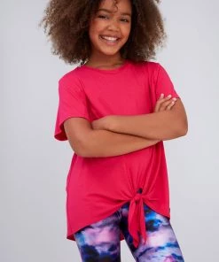 Terez Girls Hot Pink Tie Front Tee