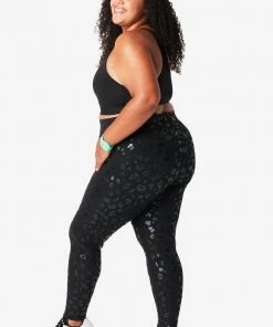 Terez Best Sellers Black Cheetah Foil UpLift Leggings