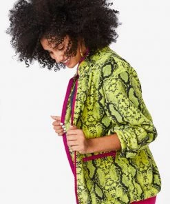 Terez Lime Python BundleUp Fleece Jacket Bras & Tops