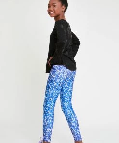 Terez Girls Blue Glitter Star Leggings