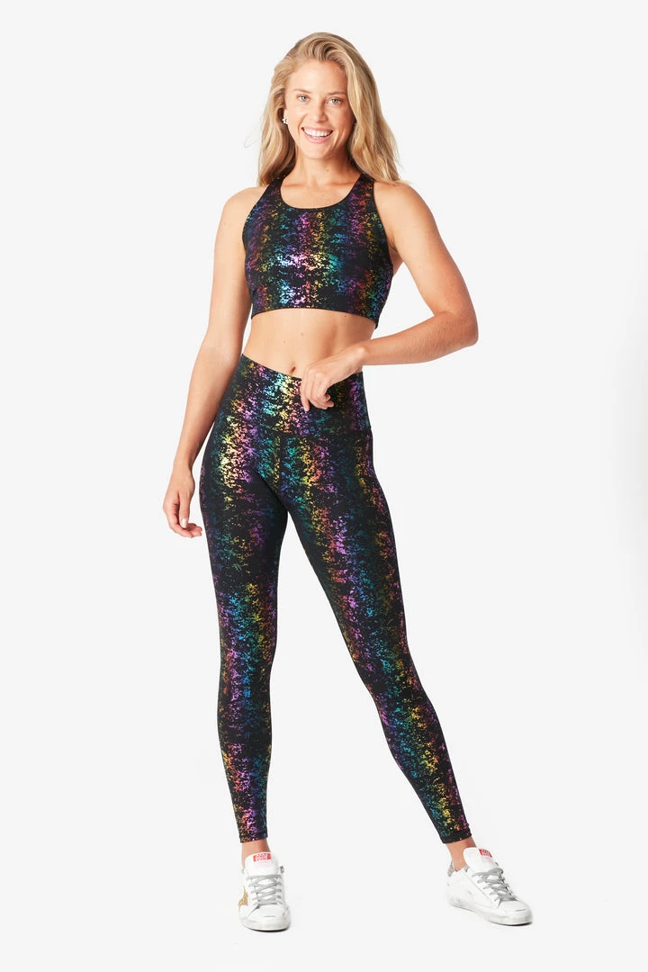 Terez Bras & Tops Black Rainbow Foil Haze UpLift Sports Bra 3 Terez Bras & Tops Black Rainbow Foil Haze UpLift Sports Bra