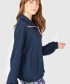 Terez Bras & Tops Navy Neon Streak RipStop Windbreaker