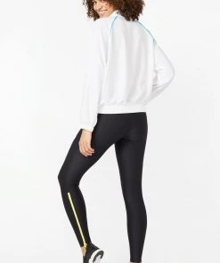 Terez White Neon Streak RipStop Quarter Zip Windbreaker