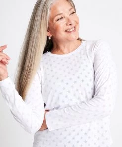 Terez Bras & Tops White Burnout Star Long Sleeve Tee