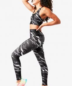 Terez Onyx Black Marble Hi-Shine Leggings