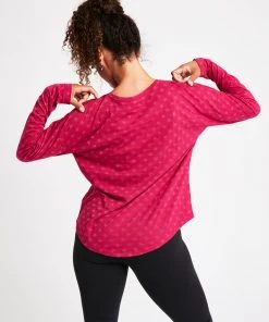Terez Black Raspberry Burnout Star Long Sleeve Tee Bras & Tops