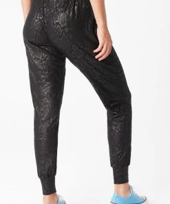 Terez Bottoms Obsidian Snakeskin Foil French Terry Joggers