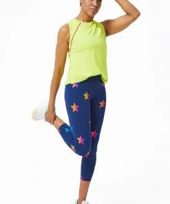 Terez Navy Rainbow Star Foil UpLift Capris