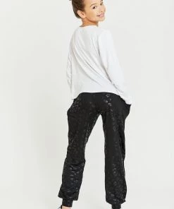 Terez Girls Black Cheetah Foil Jogger