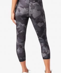 Terez Charcoal Camo Stripe Hi-Shine Capris