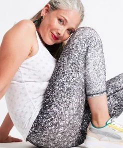 Terez Black And White Glitter Hi-Shine Capris