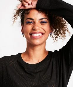 Terez Black Burnout Zebra Long Sleeve Tee