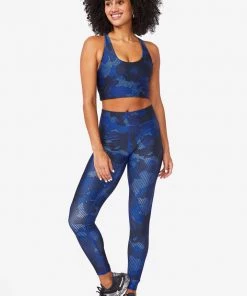 Terez Navy Camo Stripe Hi-Shine Leggings