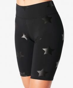 Terez Black Tonal Star Foil UpLift Bike Shorts