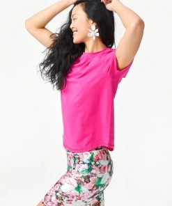 Terez Spring Collection Pink Floral Bouquet Hi-Shine Bike Shorts