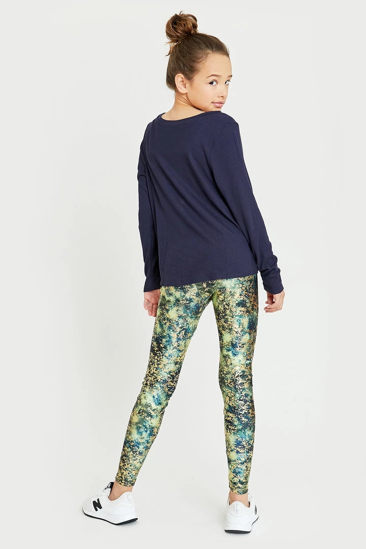 Terez Girls Canopy Gold Haze Foil Balayage Leggings 4 Terez Girls Canopy Gold Haze Foil Balayage Leggings