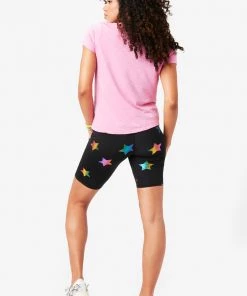 Terez Black Rainbow Star Foil UpLift Bike Shorts Best Sellers