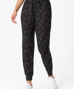 Terez Bottoms Black Silver Mini Star Foil CozyCozy Joggers