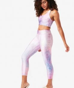 Terez Best Sellers Pink Python Hi-Shine Capris