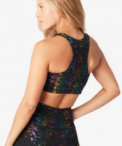 Terez Bras & Tops Black Rainbow Foil Haze UpLift Sports Bra 9 Terez Bras & Tops Black Rainbow Foil Haze UpLift Sports Bra