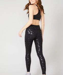 Terez Best Sellers Black Cheetah Foil UpLift Leggings