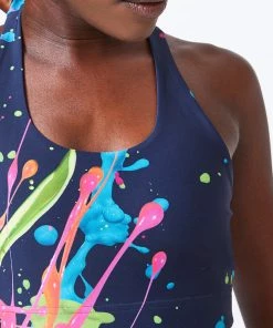 Terez Midnight Blue Splatter DuoKnit Sports Bra
