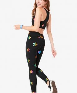 Terez Black Rainbow Star Foil UpLift Leggings