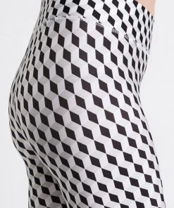 Terez Black & White Geometric Hi-Shine Leggings