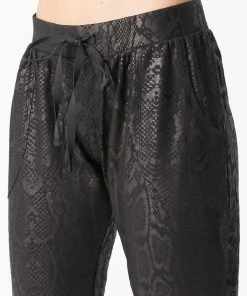 Terez Bottoms Obsidian Snakeskin Foil French Terry Joggers